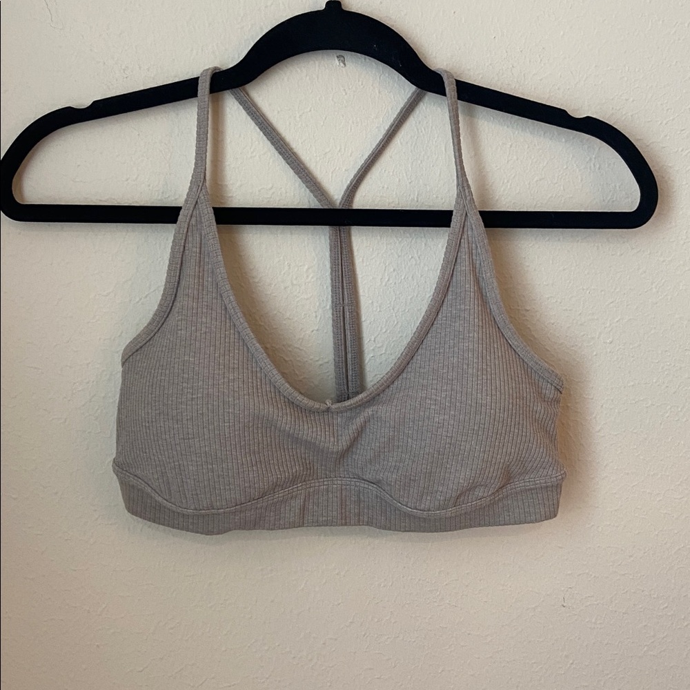 Alo Yoga Ribbed Blissful Bra Gray Size S - Picture 4 of 4